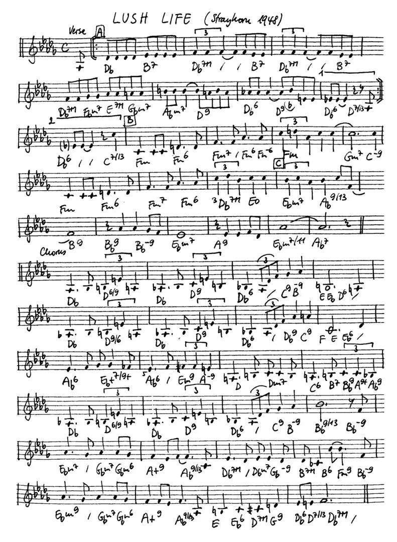 lush life free jazz leadsheet - Courtesy of the Jungle Jazz Band